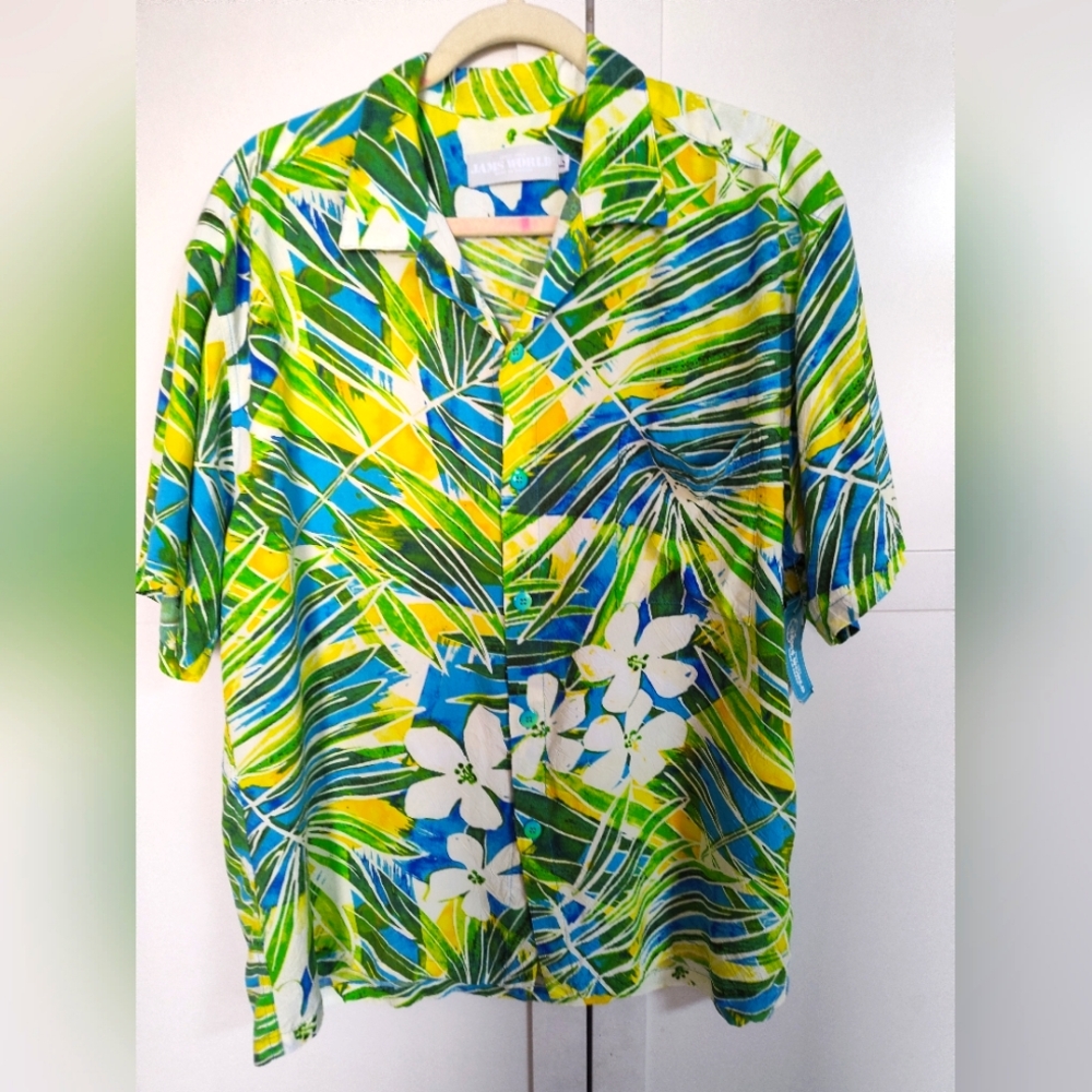Vintage Jams World Hawaiian Kaimana Turq Shirt Size Large New Old Stock Tags!
